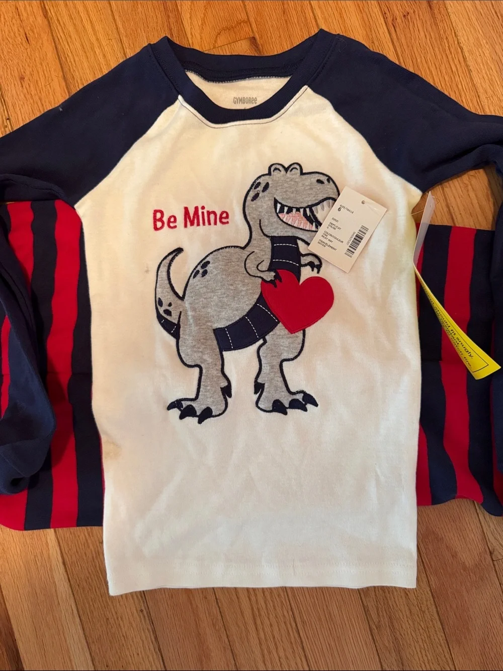 Gymboree Navy, Red & Cream Dinosaur 'Be Mine' Pajama Set